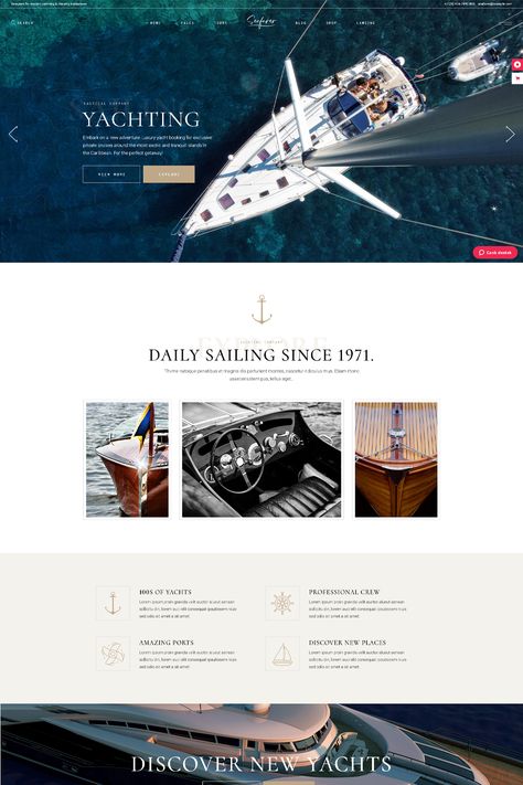 Seafarer is a yacht and boat rental WordPress theme designed for businesses in the maritime and leisure industry. It provides a range of features and functionalities to showcase your yacht and boat rental services, attract customers, and manage bookings. Boat Website Design, Yacht Brochure, Boat Theme, Yatch Boat, Fashion Magazine Layout, Blue Peter, Attract Customers, Smooth Sailing, A Yacht