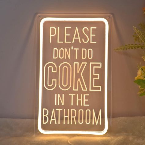 Amazon.com : Britrio Please Dont Do Coke in the Bathroom LED Neon Sign Bedroom Bathroom Dorm Living Game Room Bar Store Wall Art Decor Sign Birthday Party Christmas Gifts 5V USB Indoors Red : Tools & Home Improvement Led Neon Sign Bedroom, Neon Bathroom, Funky Junk Decor, Light Up Words, Bathroom Dorm, Bathroom Led, Game Room Bar, Neon Wall Signs, Neon Signs Home