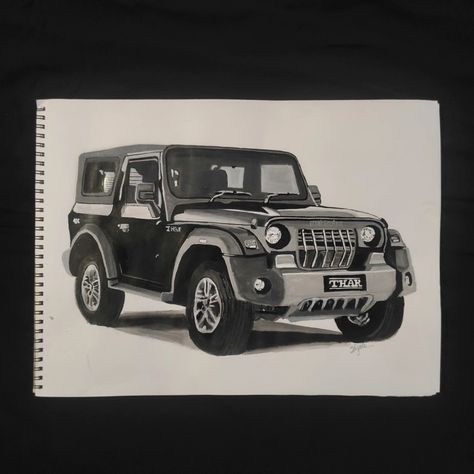 Acrylic painting car Thar Car, Thor Drawing, Car Drawing Pencil, Mahindra Thar, Abstract Pencil Drawings, Pencil Work, Islamic Art Canvas, Red Fort, Pretty Wallpapers Tumblr