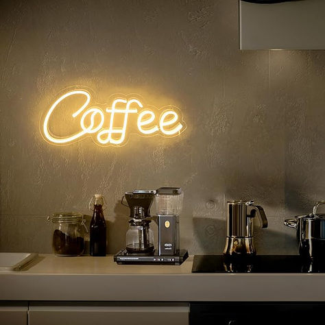 Trendy Coffee Sign: Crafted with meticulous attention to detail, our coffee neon sign emits a warm and vibrant glow that adds a touch of trendy charm to any room. It is the perfect addition to enhance the atmosphere and create a cozy environment for savoring your favorite cup of java. Neon Coffee, White Neon Sign, Coffee Neon, Coffee Zone, Home Decor Amazon, Cozy Environment, Cookie House, Coffee Sign, Light Up Signs