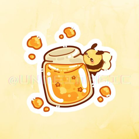 Honey jar bee sticker! Made specially for you, to place on your devices, journals, or anywhere you please! About this product: A kiss-cut provides you with the ultimate flexibility for implementing your vision--this method cuts the sticker into any shape you desire, while leaving the back intact so that it can be smoothly peeled off the page. .: Made 100% with durable vinyl that comes with strong 3M glue for decorations that last. Perfect for spicing up indoor decor (not waterproof). .: Choose b