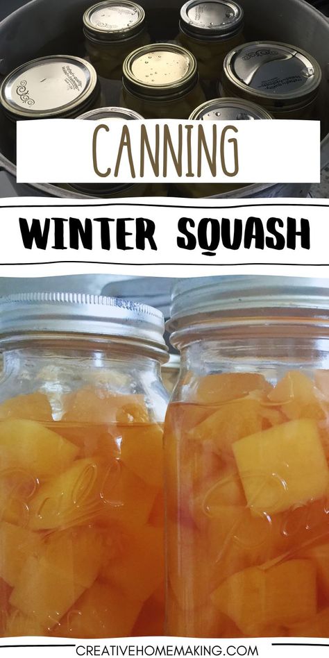 Canning winter squash is one of my favorite recipes for homesteading, and one of my favorite recipes for homesteaders and food preservation. Pressure canning instructions included! Canning Winter Squash Recipes, Canning Winter Squash, Canning Acorn Squash Recipes, Canned Squash Recipes, Hot Water Canning, Amish Canning Recipes, Amish Canning, Canning Soup Recipes, Stews And Casseroles