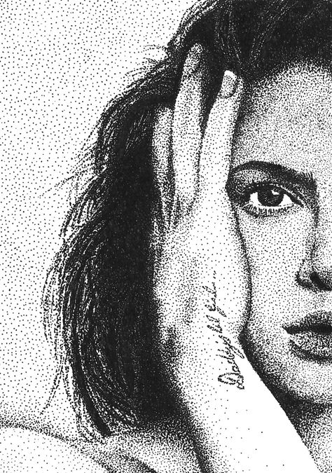 Pointilism Portraits, Stippling Art Portraits, Dot Art Drawing, Pointalism Art, Stippling Drawing, Harry Styles Drawing, Dotted Drawings, Pen Art Work, Stippling Art