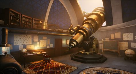 The Observatory by Bradley Pujala Aether Punk, Observatory Interior, Steampunk Workshop, Interior Concept Art, Crystal Room, Medieval World, Paintings And Drawings, Image Painting, Garage Art