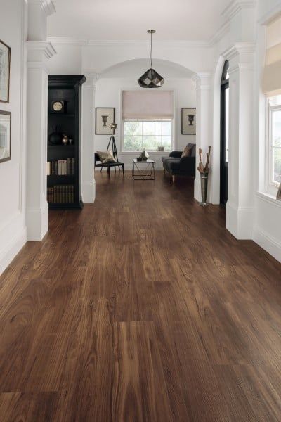 LooseLay | Character Walnut LLP315 Dark Tile Wood Flooring, Rich Wood Floors, How To Style Dark Hardwood Floors, Dark Wide Plank Wood Floors, Medium Dark Flooring, Dark Wood Stain Floors, Houses With Dark Floors, Dark Oak Floors Living Room, Dark Wood Hallway