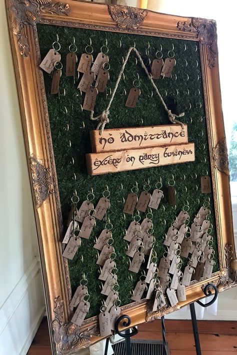 Lotr Guest Book, Elvish Wedding Centerpieces, Tolkien Wedding Decor, Lotr Wedding Ideas Lord Of The Rings, Lord Of The Rings Seating Chart, Subtle Lotr Wedding, Lord Of The Rings Wedding Centerpieces, Lord Of The Rings Engagement Party, Lord Of The Rings Centerpieces