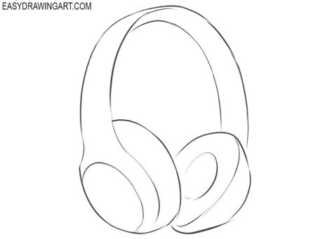 How to Draw Headphones Easy Headphone Drawings, Cute Headphones Drawing, Simple Headphones Drawing, Headphones Art Reference, How To Draw Headphones Around Neck, Headphones Around Neck Drawing, Music Drawings Ideas Creative, Headphones Drawing Easy, Drawing Of Headphones