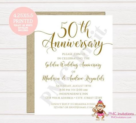 Custom PRINTED 4.25X5.5 50th Wedding Anniversary Invitation - Etsy Gold Anniversary Party, Golden Anniversary Invitations, Golden Wedding Anniversary Invitations, Golden Anniversary Party, 50th Anniversary Invitations, 50th Anniversary Cards, 50th Wedding Anniversary Invitations, 50 Golden Wedding Anniversary, 50th Wedding Anniversary Party