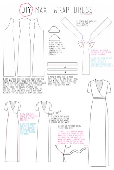 C&C: DIY Maxi Wrap Dress Diy Wrap Dress, Pola Blus, Robe Diy, Diy Sy, Projek Menjahit, Make A Dress, Simple Summer Dresses, Diy Wrap, Sew Ins