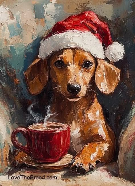 Diamond Art Ideas, Dog Portraits Painting, St Bernards, Portraits Painting, Christmas Dachshund, Painting Business, Winter Art Projects, Dream Pet, Christmas Pics