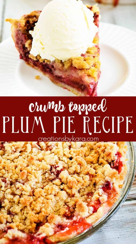 Pie With Crumble Topping, Plum Pie Recipe, Plum Crumble, Season Recipes, Baking Bad, Plum Pie, Plum Recipes, Tart Filling, Pie Crumble