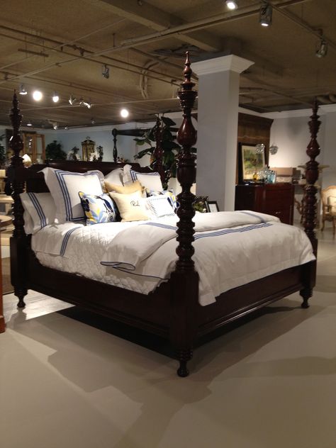 Ralph Lauren, Victoria Falls Mahogany Bed for Master Bedroom Bayou Cottage, Ralph Lauren Furniture, White Curtains Bedroom, Ralph Lauren Bedroom, Hacienda Decor, Bedroom Fashion, Mahogany Bed, Bedroom Revamp, Owners Suite