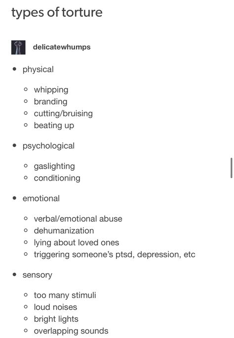 Injury Writing Tips, Writing Stab Wounds, Writing Blind Characters, Torture Methods Writing, Torture Methods For Writing, Fatal Flaws For Characters, Writing Torture Scenes, Writing Gore, Torture Writing Prompts