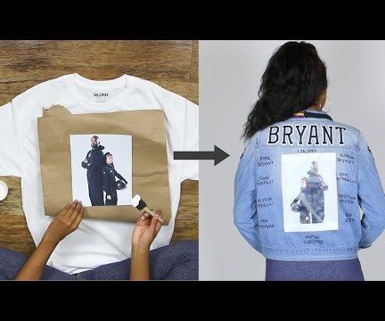 Denim Jacket Diy Paint, Diy Graphic Tee, Gigi Bryant, Denim Diy Clothes, Jacket Diy, Diy Denim Jacket, Diy Denim, Printed Photo, Diy Jacket