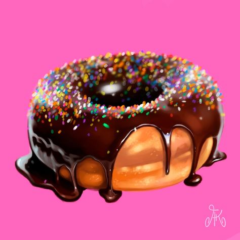 Doughnut Painting, Donuts Painting, Donut Painting, Candy Painting, Donut Art Print, Donut Tattoo, Sweets Art, Donut Drawing, Tattoo Design For Hand