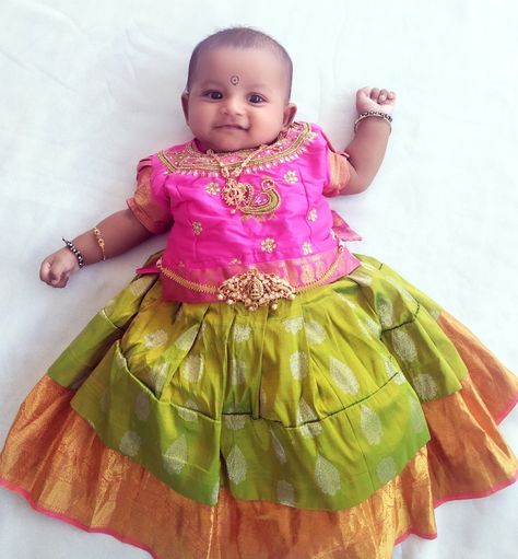 #New born baby dress#Traditional dress#Kids langa jacket#kids lehanga#kids langa ooni#Pattu langa#pattu pavada design#maggam work blowse design# Pattu Langa For New Born Baby, Newborn Pattu Langa, Langa Jacket For Kids Pattu, Langa Jacket, Born Baby Dress, Traditional Dresses Indian, Pattu Pavada, Pattu Langa, Kids Gold Jewelry