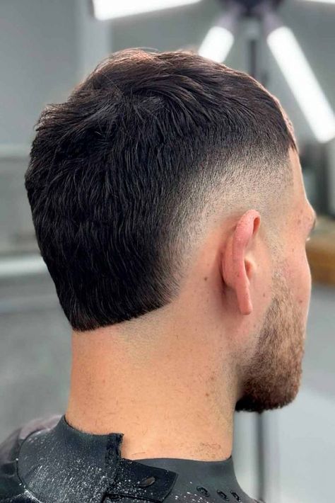 Burst Fade Haircuts For A Fresh Look ★ Burst Fade Back View, Buzzcut Burst Fade, Burst Fade Buzz Cut, Buzzed Mullet, High Burst Fade, Burst Fade Straight Hair, Man Short Haircut, Buzzcut Men Fade, Burst Fade Haircut