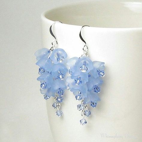 Lucite Earrings, Anting Manik, Lucite Flower Earrings, Lucite Jewelry, Diy Jewelry Unique, Flower Earring, Earrings Summer, Blue Bell, Acrylic Flowers