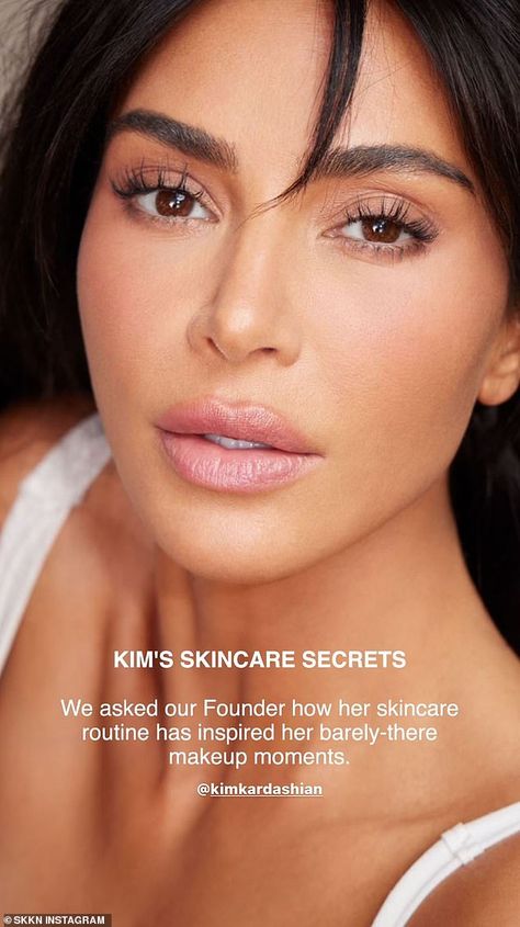 Kim Kardashian says her skincare line has made her 'confident' to wear LESS makeup | Daily Mail Online Courtney Kardashian, Kardashian Makeup Looks, Kim Kardashian Makeup Looks, Art Deco Makeup, Kim Kardashian Makeup Tutorial, Kourtney Kardashian Travis Barker, Kourtney Kardashian Travis, Less Makeup, Corey Gamble