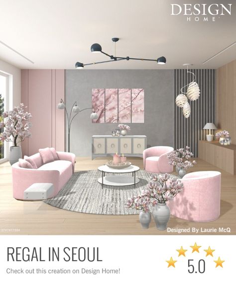 Glamour Room Ideas, Glamour Room, Living Room Sims 4, Sims 4 Cc Furniture Living Rooms, Sims 4 Sims, Pink Couch, Sims 4 Bedroom, Design Home App, Pink Living Room