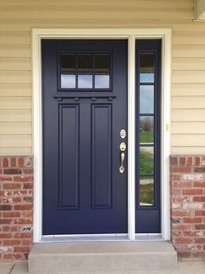 Craftsman Front Door With One Sidelight, Exterior Doors With One Sidelight, Exterior Front Door With One Sidelight, Door With One Sidelight Front Entry, Entry Door With One Sidelight, Blue Front Door With Sidelights, Exterior Door With One Sidelight, Front Door With Right Sidelight, Sidelights Front Door