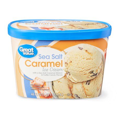 Walmart Grocery - Great Value Sea Salt Caramel Ice Cream, 48 Fl. Oz Ice Cream Flavors List, Freeze Dried Ice Cream, Homemade Milkshake, Holiday Ice Cream, Christmas Ice Cream, Salted Caramel Ice Cream, Caramel Truffle, Pudding Ice Cream, Ice Cream Tubs