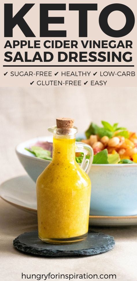 This Apple Cider Vinegar Salad Dressing is the perfect Keto Salad Dressing! It has almost no carbs, it's sugar-free, paleo, vegan and low carb! (Low Carb Salad Dressing) #keto #ketodiet #ketorecipes #ketogenic #ketogenicdiet #lowcarb #lowcarbrecipes #lowcarbdiet #saladdressing #applecidervinegar Apple Cider Vinegar Salad Dressing, Keto Apple Cider, Apple Cider Vinegar Salad, Apple Cider Vinegar Dressing, Cider Vinegar Dressing, Low Carb Salad Dressing, Keto Salad Dressing, Vinegar Salad, Vinegar Salad Dressing