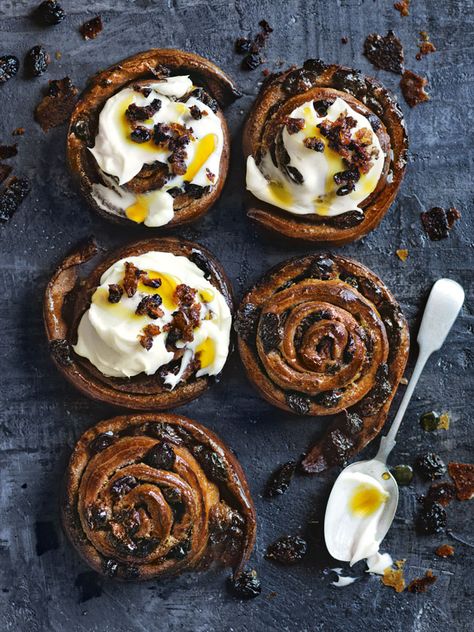 Chocolate Rum And Raisin Scrolls With Cream Cheese Icing | Donna Hay Chocolate Sticky Buns, Rum And Raisin, Raisin Cookie Recipe, Donna Hay Recipes, Cooking Cream, Rum Raisin, Donna Hay, Truffle Recipe, Cream Cheese Icing