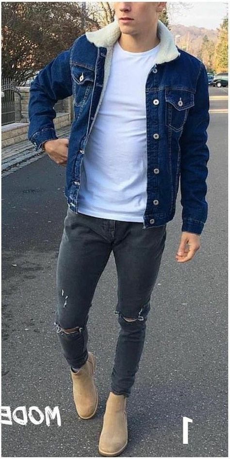 Chelsea Boots Men Outfit, Denim Outfit Men, Boots Men Outfit, Men's Denim Style, Moda Denim, Stylish Men Casual, Winter Outfits Men, Mens Fashion Casual Outfits, Stylish Mens Outfits