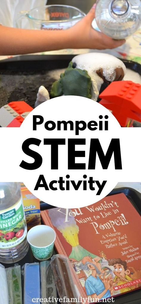 Mount Vesuvius Activity STEM Challenge - Creative Family Fun Ancient Rome Kids Projects, Crazy Classroom, Ancient Rome Kids, Ancient Rome Activity, Italy Geography, Pompeii History, Ancient Rome Projects, Stem Learning Activities, Rome Activities