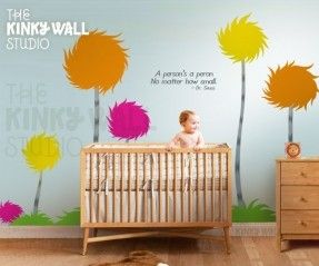 Children Wall Decals Wall Sticker - Lorax Truffula Trees Wall decal- Dr seuss. $118.00, via Etsy. Trufulla Tree, Lorax Nursery, Dr Seuss Bedroom, Lorax Truffula Trees, Dr Seuss Nursery, Nursery Color Scheme, Truffula Trees, Dr. Seuss, Dr Seuss Baby Shower