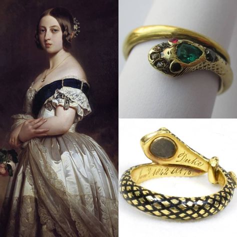 @royals_of_england on Instagram: “Queen Victoria's Engagement Ring 💍 Prior to the Victorian era of 1837 to 1901, engagement rings were a rare commodity. However, during the…” Royal Rings Queens, Queen Victoria Engagement Ring, Queen Victoria Wedding, Victorian Style Engagement Ring, Victorian Wedding Ring, Visenya Targaryen, Cz Wedding Ring Sets, Queen Victoria Prince Albert, Snake Rings