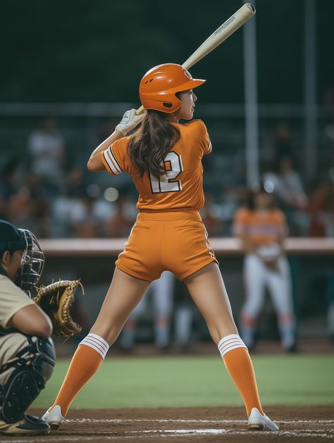 🌟⚾️ Meet the trailblazer of women's sports! Our first Japanese female professional baseball player is making history under the night lights! 🌙✨ Dressed in her bold orange uniform and ready to swing, she's not just playing; she's redefining the game! 🚀 With her helmet secured and gear on point, she’s focused on the pitch from the opposing team. Captured from behind, this dynamic shot showcases t... Breaking Barriers, Marriage Relationship, Female Body, Body Reference, Men’s Health, Women's Sports, Secret Obsession, Baseball Players, Japanese Women