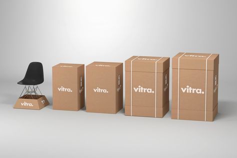 Vitra Introduces New Minimalistic Packaging Vitra Furniture, Furniture Box, Blog Design Inspiration, Minimal Furniture, Furniture Packages, Box Packaging Design, Cardboard Packaging, Packing Design, Swedish Design