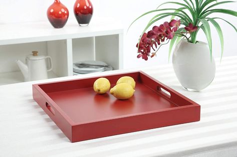 Amazon.com: Convenience Concepts Palm Beach Tray, Red : Office Products Potted Succulents, Red Palm, Sweet Cocktails, White Tray, Tv Trays, Beach Wood, Square Tray, Ottoman Coffee Table, Breakfast In Bed