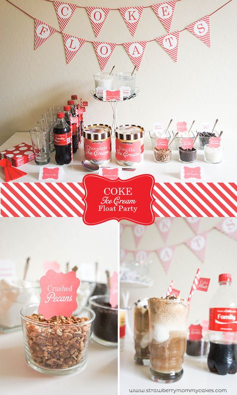 Coke Ice Cream Float Party on www.strawberrymommycakes.com #cokefloatparty #ShareitForward #shop Ice Cream Float Party, Coke Floats, Different Ice Cream Flavors, Coca Cola Party, Coke Float, Ice Cream Float, Soda Shop, Coconut Syrup, Ice Cream Floats