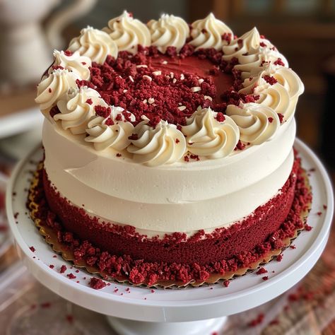 Red Velvet Cake For Anniversary, Christmas Red Velvet Cake Decorations, Red Velvet Cake Decoration, Red Velvet Wedding Cake, Anniversary Design, Kitchen Aid Recipes, Cake Tips, Brunch Desserts, Boiled Food