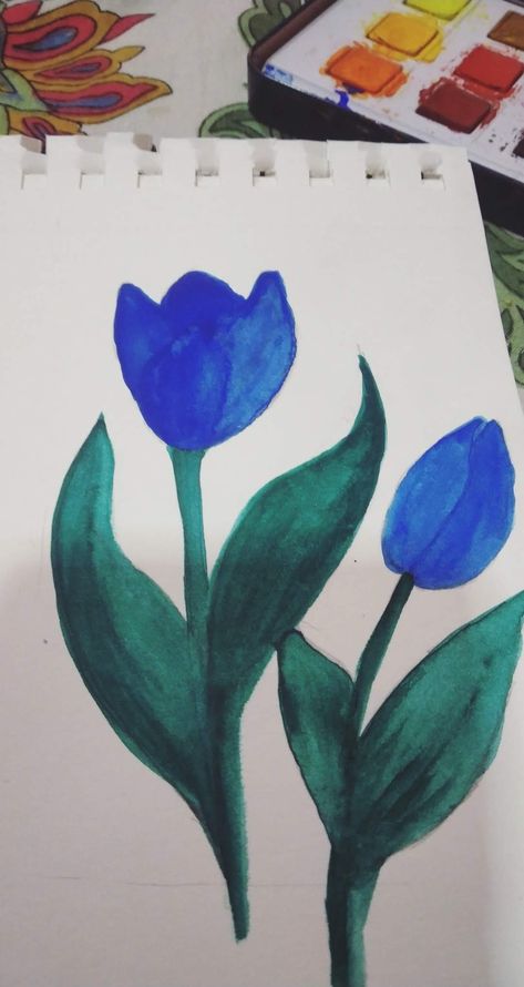 water color tulips Blue Tulips, Pencil Sketch, Oil Pastel, Painting Ideas, Art Work, Tulips, Moose Art, Pastel, Water