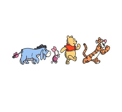 4 Friends Cartoon Images, Friends Png Image, Embroidery Winnie The Pooh, Stitch And Winnie The Pooh, Winnie Pooh Vintage, 4 Cartoon Friends, Winnie The Pooh Minimalist, Wini Poo, Winnie The Pooh Aesthetic