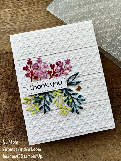 Stampin Up Cane Weave Embossing Folder, Stampin Up Timeless Arrangements Cards, Stampinup Thank You Cards, Stampin Up Flower Cards, Diy Thank You Cards Handmade, White On White Cards, Stampin Up Dies, Timeless Arrangements, Embossed Cards Handmade