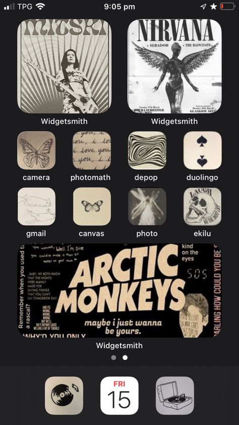 Artic Monkeys Home Screen, Cool Iphone Theme, Eminem Phone Theme, Arctic Monkeys Phone Theme, Punk Phone Theme, Eminem Themed Phone, Blue Sky Wallpaper, Iphone Home Screen Layout, App Layout