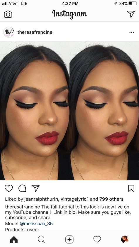 Red Wedding Makeup Brides, Red Lip Bridesmaid Makeup, Soft Glam Red Lipstick Makeup Black Women, Smokey Eye With Red Lips Black Women, Soft Glam With Red Lip Black Women, Soft Glam Makeup Red Lips, Bridesmaid Makeup Black Women, Plus Size Dinner Outfit Classy, Wedding Makeup For Black Women