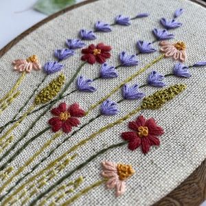 Creative Embroidery Flowers and Herbs Pattern 5 Needlepoint - Etsy UK Wild Flowers Embroidery, Embroidered Berries, Embroidery Wild Flowers, Meadow Embroidery, Lavender Embroidery, Round Embroidery, Embroidered Artwork, Silk Ribbon Embroidery Patterns, Hand Embroidery Patterns Flowers