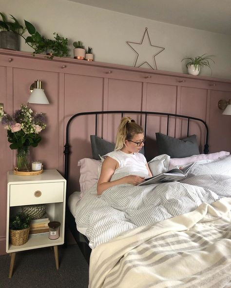 Pink Panelling, Victoria Bedroom, Dusky Pink Bedroom, Bedroom Panelling, Blush Pink Bedroom, School Street, Bedroom 2023, Blush Bedroom, Children Bedroom