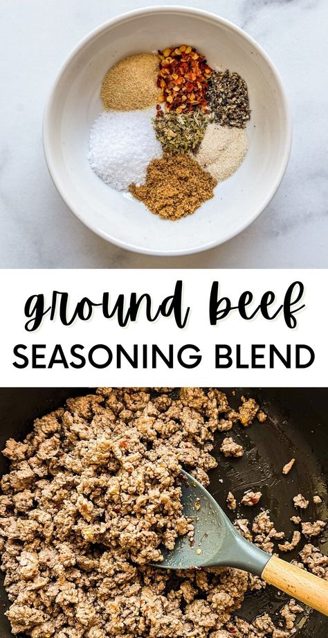 Ground beef seasoning blend and cooked ground beef photos. Ground Turkey Seasoning, Beef Seasoning, Ground Beef Taco Seasoning, Turkey Seasoning, Ground Beef Seasoning, Healthy Ground Beef, Spiced Beef, Burger Seasoning, Meat Seasoning