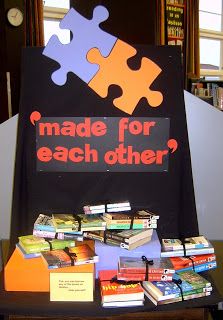 Library Displays: Made for Each Other - Pairing Fiction & Nonfiction Teen Library Displays, School Library Displays, Teen Library, Middle School Libraries, Library Book Displays, High School Library, Library Inspiration, Library Bulletin Boards, Library Boards