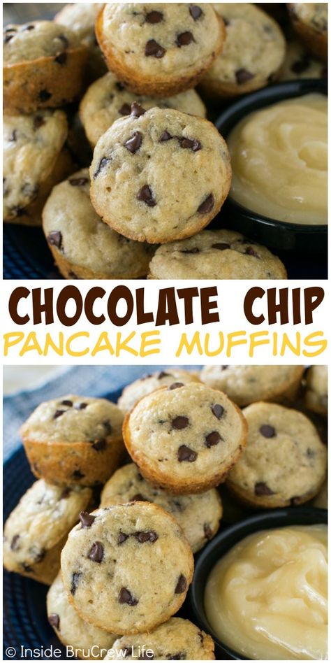 Chocolate Chip Pancake Muffins, Pancake Muffins Recipe, Chocolate Chip Pancake, Drinks Breakfast, Nutella Muffin, Muffins Blueberry, Morning Glory Muffins, Family Resources, Pancake Muffins