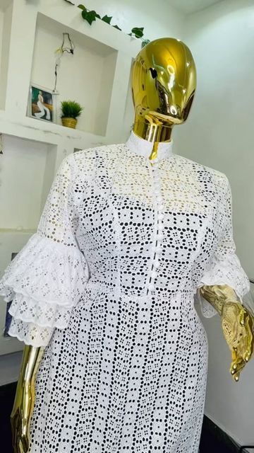 Style For White Lace Gown, Cord Lace Styles For Women, Lace Dress Classy For Church, African White Lace Dress Styles, Cord Lace Gown Styles Nigerian, Simple Lace Gown Styles, Net Lace Styles, White Lace Gown Styles, White African Dresses For Women