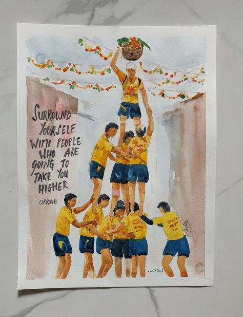 Dahi handi, teamwork, teams, mumbai, watercolor, portrait, buy art Dahi Handi Painting, Dahi Handi Drawing, Intermediate Drawing, Memory Painting, Memory Drawing, Birthday Captions Instagram, All Disney Princesses, Birthday Captions, Basic Drawing