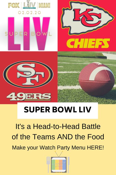 Everyone's favorite game of the year now has the best menu of the year! Click for recipe ideas and ways to go head-to-head with the food of #KansasCity and #SanFrancisco   #NFL #Football #Chiefs #49ers #WatchPartyMenu #SuperBowl #RemotesOutStovesOn 49ers Food Ideas, 49ers Food, Liv Watches, 49ers Super Bowl, 49ers Fans, Superbowl Party Food, Party Menu, Watch Party, Super Bowl Food